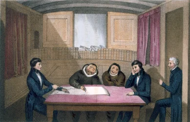 Ikmalick y Apelagliu dibujando en los cuartos de los oficiales, 1835